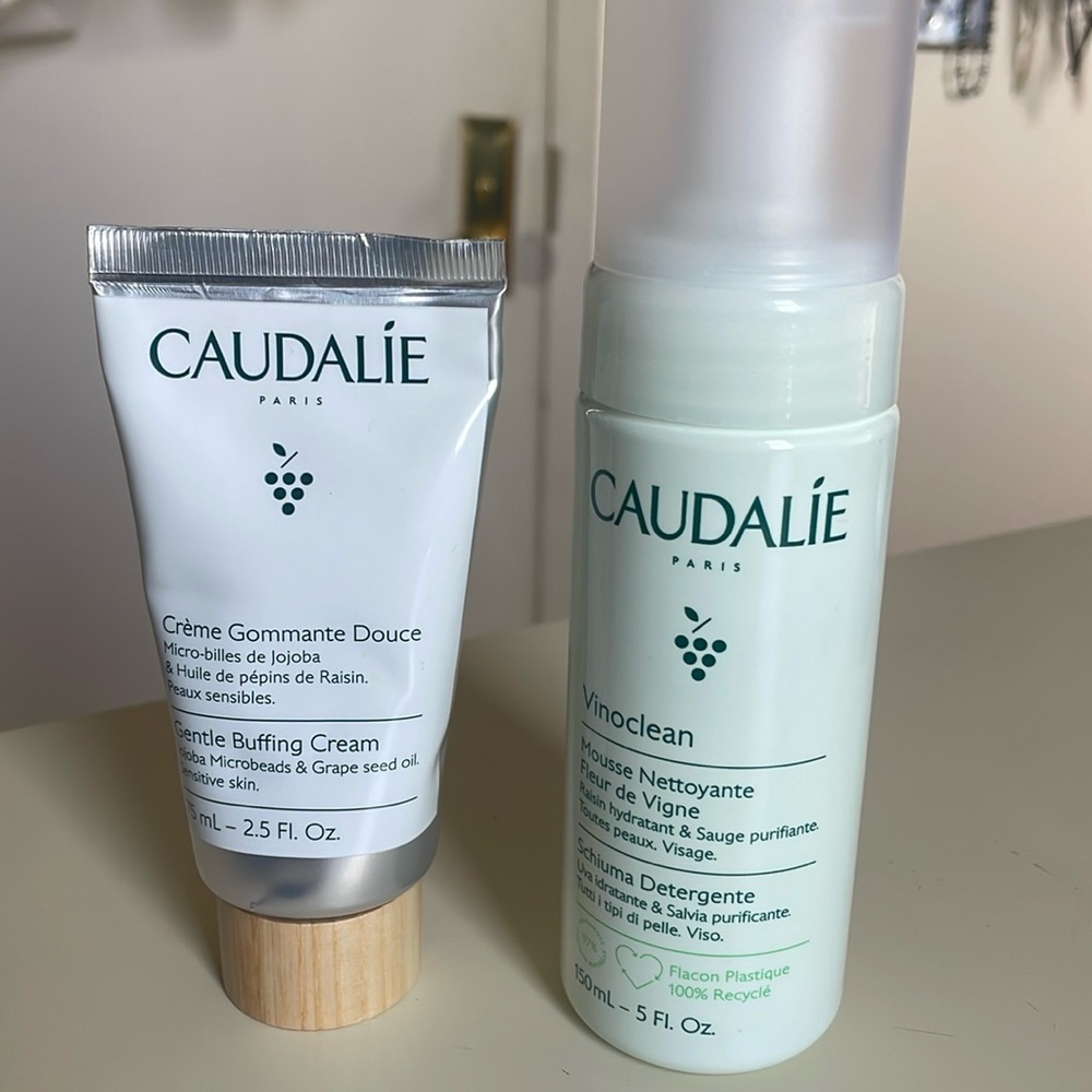 New Caudalie Vinoclean face wash and Gentle Buffing Cream scrub